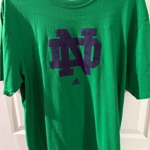 Adidas Green and Navy Notre Dame Men's Tee